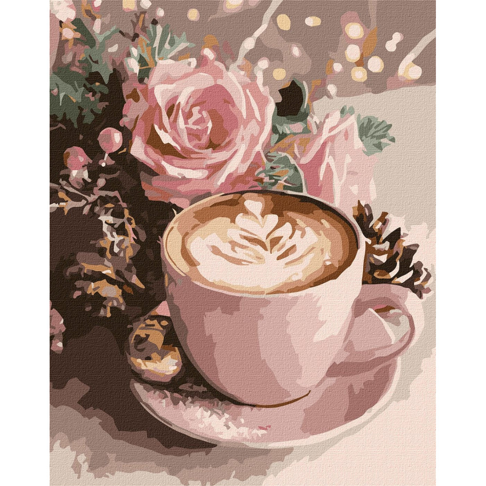 Набір для розпису по номерах "Новорічне капучино з фарбами металік" 40х50см KHO5743