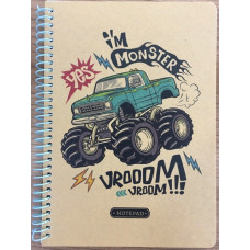 Блокнот Крафт на спіралі А5, 80 аркушів, 60г/м2, блок у клітинку, N9595