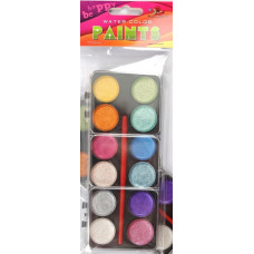Фарби акварельні, 12 кольорів, перламутрові, 16x6.3 см 108431