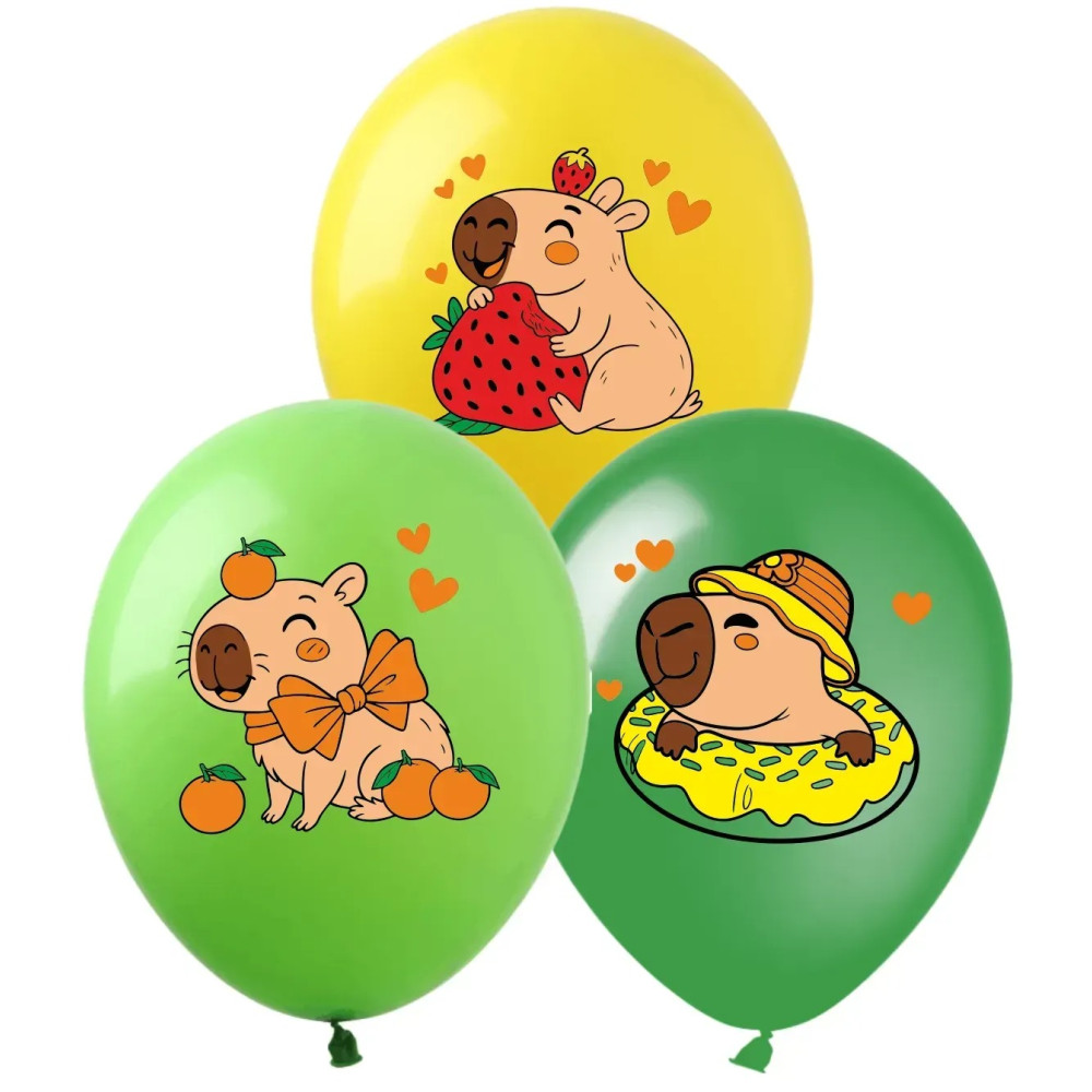 Повітряна кулька DD-2512 12" "Капібара", 100 шт., 12"/30см., Оливковий, Гелій або повітря, Капібара