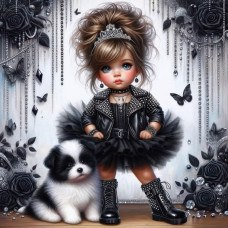 Алмазна мозаїка "Рокерша", 20*20см, на рамці, в кор. 21*21*2,5см, ТМ Dreamtoys S10279