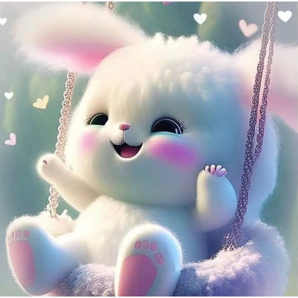 Алмазна мозаїка "Кролик на гойдалках", 20*20см, на рамці, в кор.21*21*2,5см, ТМ Dreamtoys S10011