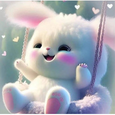 Алмазна мозаїка "Кролик на гойдалках", 20*20см, на рамці, в кор.21*21*2,5см, ТМ Dreamtoys S10011