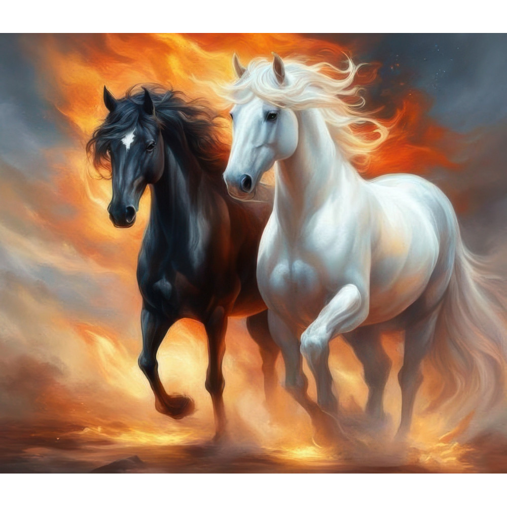 Алмазна мозаїка "Пара коней", 20x20 см, на рамці, в кор. 21*21*2,5см, ТМ Dreamtoys