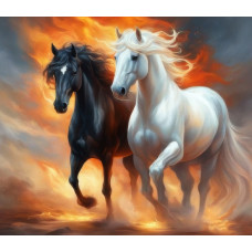 Алмазна мозаїка "Пара коней", 20x20 см, на рамці, в кор. 21*21*2,5см, ТМ Dreamtoys