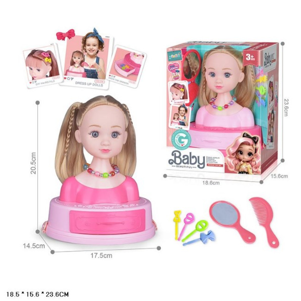 Голова для зачісок арт. 672-4A (60шт/2)  аксесуари для волосся, р-р іграшки 17,5*14,5*20,5 у короб. 18,6*15,6*23,6 см