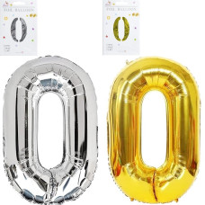 Кулька цифри металізована №0 40 см золото/срібло (97873)