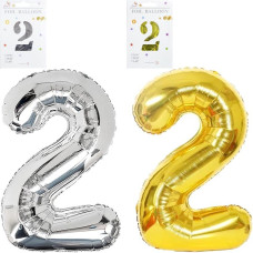 Кулька цифри металізована №2 40 см золото/срібло (97865)