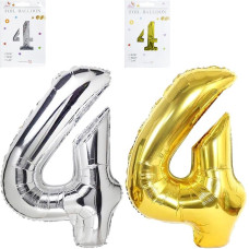 Кулька цифри металізована №4 40 см золото/срібло (97867)