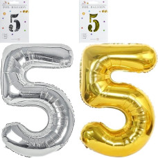 Кулька цифри металізована №5 40 см золото/срібло (97868)