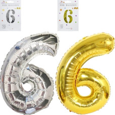 Кулька цифри металізована №6 40 см золото/срібло (97869)