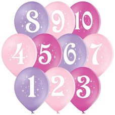 Латексна кулька BelBal 12` Цифри асорті дівчинка 50 шт (11159)