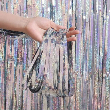 Декоративна шторка для фотозони - голограма срібло 1 x 2 м 12260