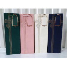 Пакет подарунковий пляшка "Золотий бант" - мікс 15116