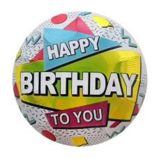 Фольгована кулька Коло Happy birthday to you блакитний трикутник 18" 16056
