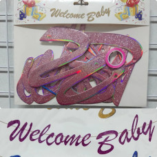 Вивіска Welcome BABY рожевий глітер 16239