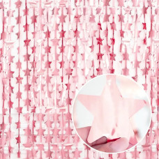 Штора фольгована для фотозони зірка, рожева 1x2 м 14275