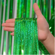 Декоративна шторка для фотозони - голограма зелена 1x2 м 14836