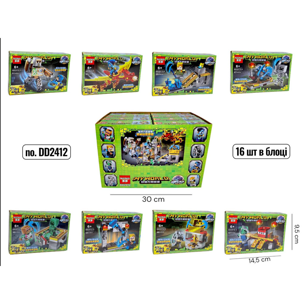 КОНСТРУКТОР MINECRAFT DD2412 (57+ДЕТ) 16ШТ В БЛОЦІ