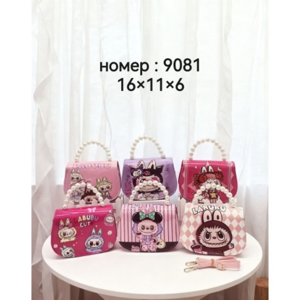 Дитяча сумка 9081  штучна шкіра 15*12*6с мікс кольорів, в упаковці