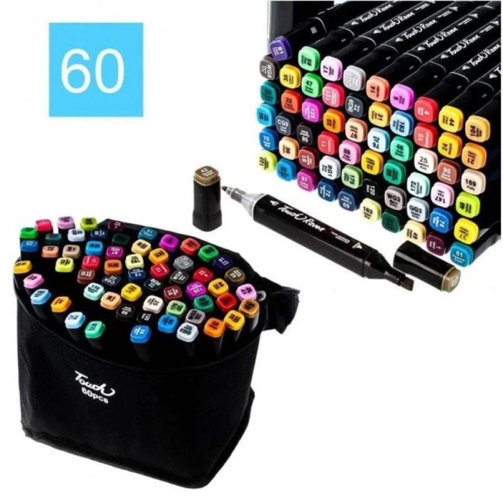 Набір скетч-маркерів Touch 60 шт для малювання двосторонніх