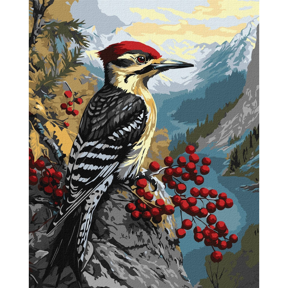 Набір для розпису по номерах "Дятел на калині" 40х50см KHO6778
