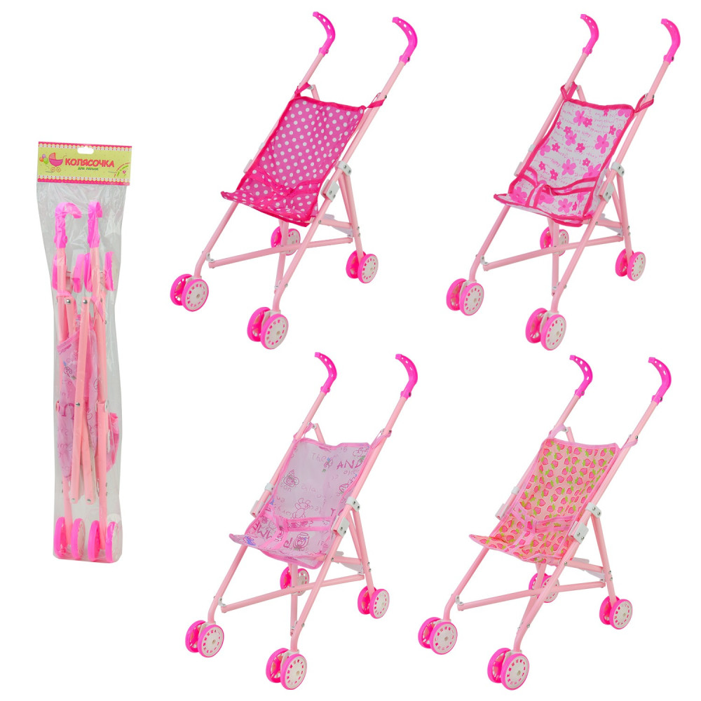 Візок мет.арт. 9302W-A/B (12шт) тростинка,мікс до 4 кольорів,передні поворотні колеса, у пакеті р-р 65*15 см, р-р іграшки-60*15 см