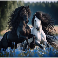 Алмазна мозаїка «Пара скакунів», 20*20см, на рамці, в кор. 21*21*2,5см, ТМ Dreamtoys S10330