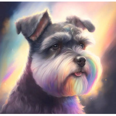 Алмазна мозаїка "Портрет шнауцера у веселці", 30*40см, на рамці, в кор.31*41*2,5см, ТМ Dreamtoys S20065