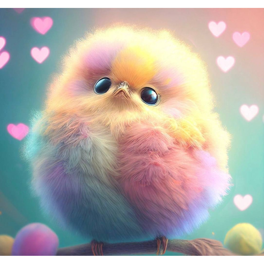 Алмазна мозаїка "Веселковий пухнастик", 20*20см, на рамці, в кор.21*21*2,5см, ТМ Dreamtoys S10031