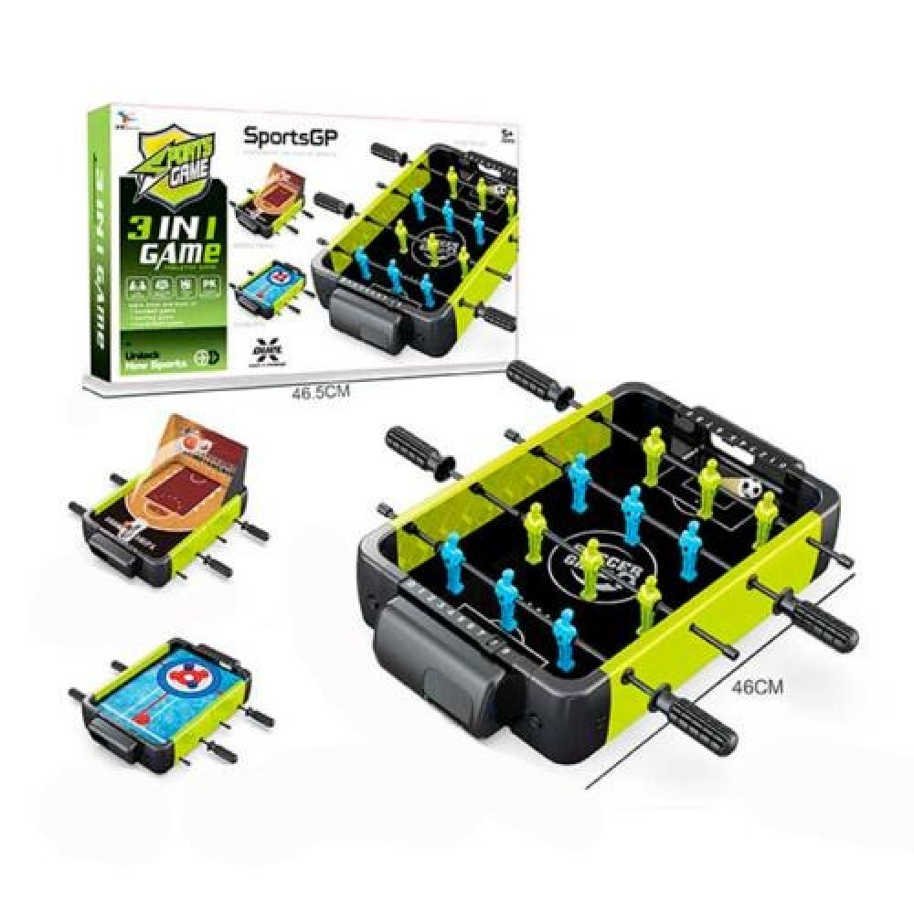 Футбол 3в1 (баскетбол, керлінг), на штангах, 46*30*7,5см, ігрове поле 28,5*39,5см, м'ячі, в кор. 46,5*29,5*6,5см (18шт) 960-3