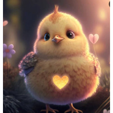 Алмазна мозаїка "Пухнастий курча з серцем", 20*20см, на рамці, в кор.21*21*2,5см, ТМ Dreamtoys