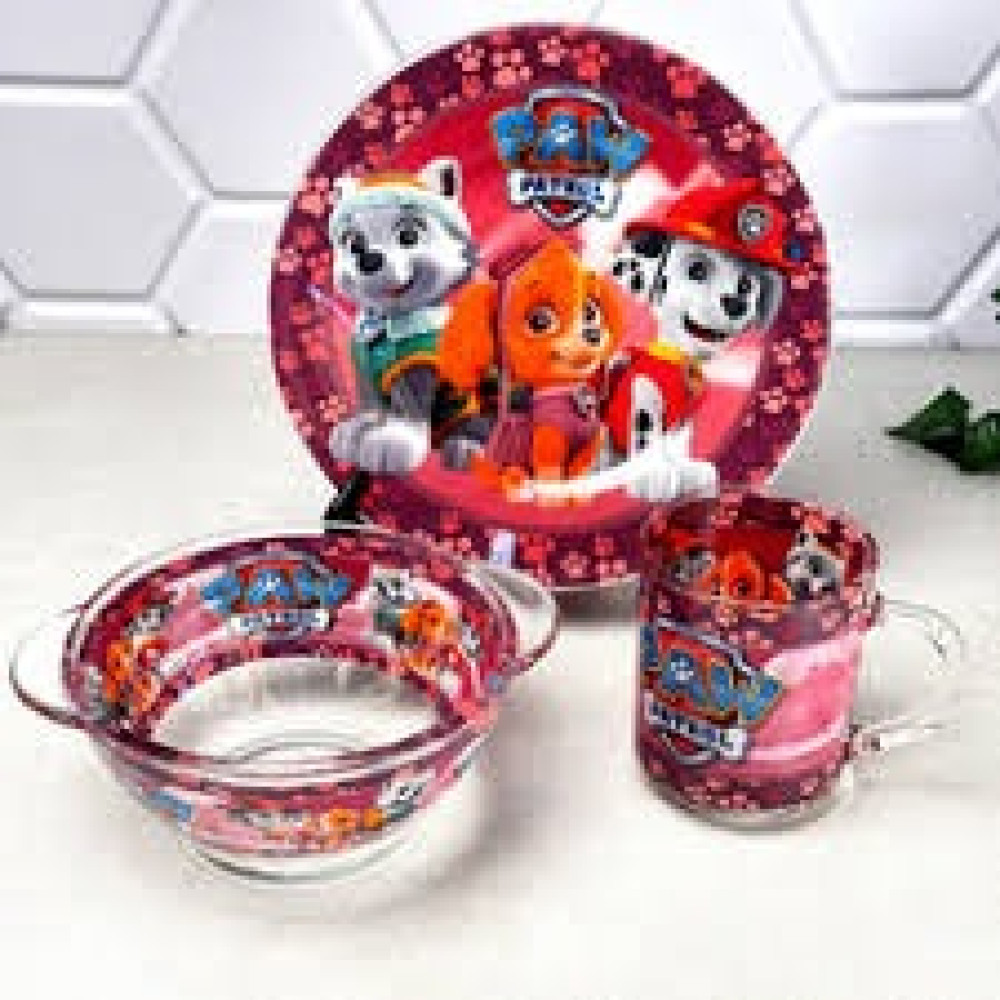 Подарунковий набір посуду дитячий скло 3 пр Тачки