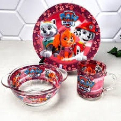 Подарунковий набір посуду дитячий скло 3 пр Тачки