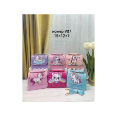 Сумка дитяча 907S штучна шкіра 15*12*6с мікс кольорів, в упаковці