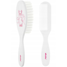 Щітка+гребінь рожевий (штучна щетина) Лама А0083