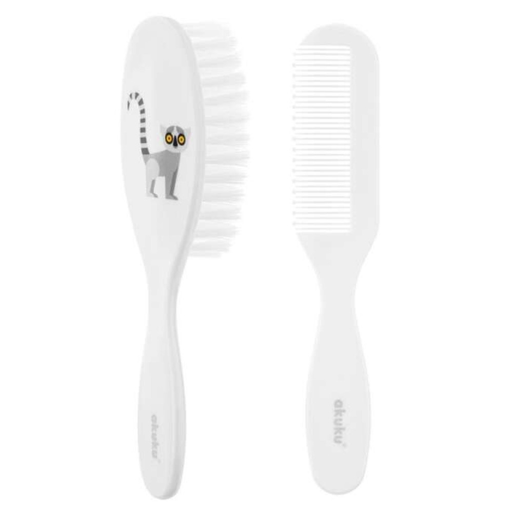 Щітка+гребінь сірий (штучна щетина) Лемур A0082