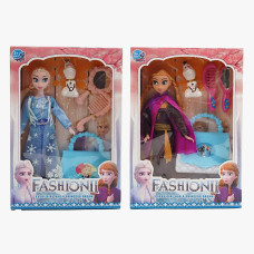 Лялька DXE 36 (96/2) 2 види, висота 28см, шарнірні суглоби на руках, гумовий сніговик, сумочка, гребінець, дзеркальце, в коробці