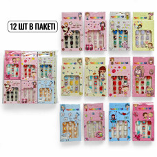 Накладні дитячі нігті 12 шт в пакеті МІКС