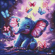 Набір з алмазною мозаїкою для дітей "Безтурботний слоник" 30х30см AMO8235