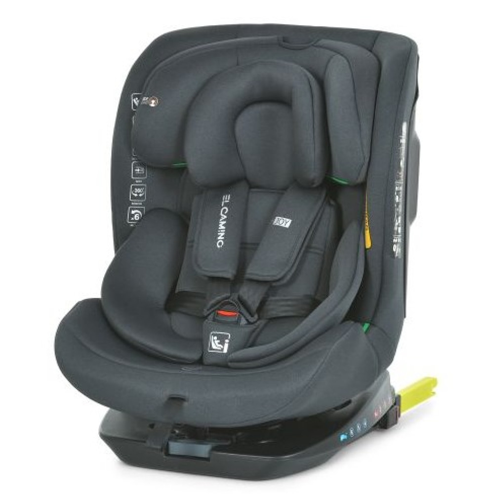 Автокрісло El Camino i-JOY ME 1205 Antracite (1шт) i-SIZE R129, зріст дит.40-150см (від народж.до 36кг або 12р.), Top Tether, isofix, 360⁰, темно-сір