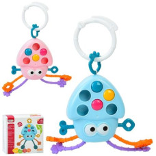 Гра 368-25 (180шт) восьминіг, 14см, рухливі кнопки, прорізувач, рухливі деталі, підвіска на коляску, 2 кольори, в кор-ці, 11,5-12-4,5см