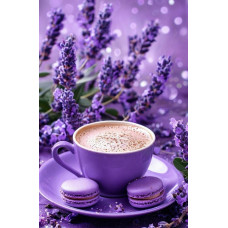 Алмазна мозаїка "Кава з лавандою", на підрамнику 30*40см, в кор. 31*41*2,5см, ТМ Dreamtoys S20416