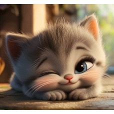 Алмазна мозаїка "Привіт від муркотуна", 20*20см, на рамці, в кор. 21*21*2,5см, ТМ Dreamtoys S10414