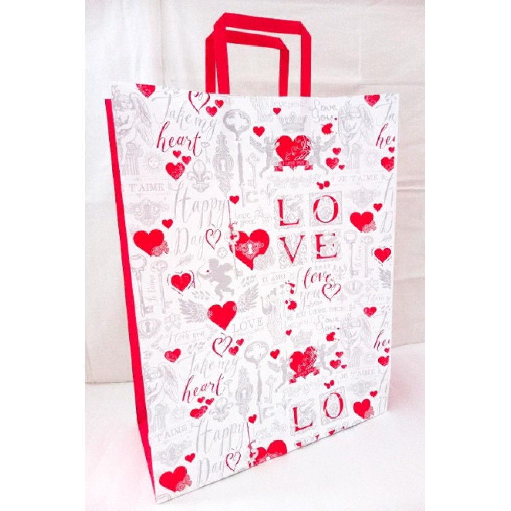 ПАКЕТ КРАФТ ручки - прямокутні паперові кольорові, 32х15х42 см, папір 100 г/ м2.Крафт колір Білий KGB 324215 -31