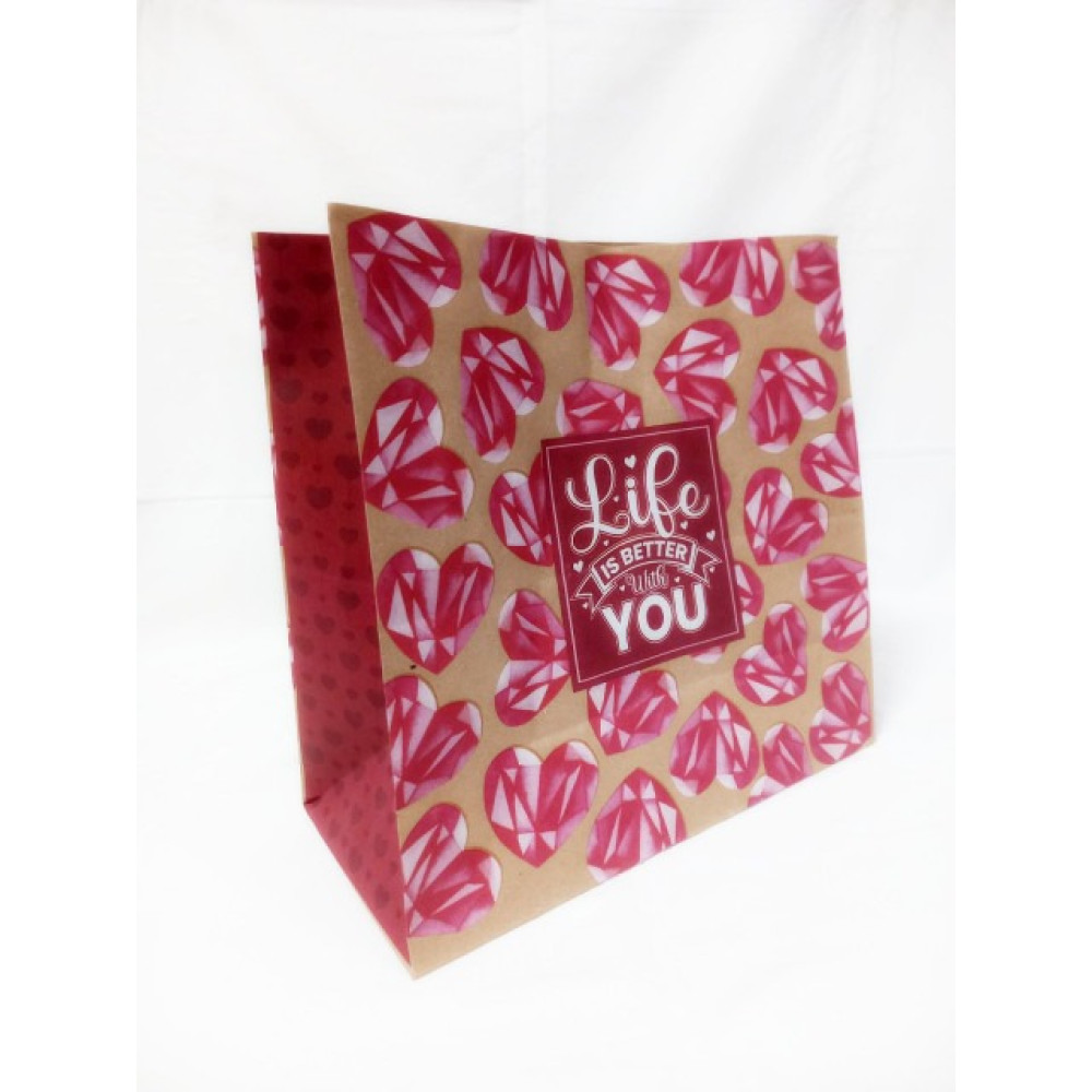 ПАКЕТ КРАФТ ручки - прямокутні паперові кольорові, 32х15х30 см, папір 100 г/ м2Крафт колір Бурий KGB 323015 -21