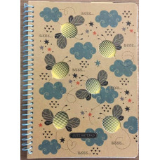 Блокнот Крафт на спіралі А5, 80 аркушів, 60г/м2, блок у клітинку, N9606