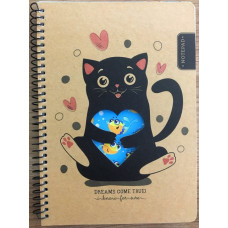 Блокнот Крафт на спіралі А5, 80 аркушів, 60г/м2, блок у клітинку N9600