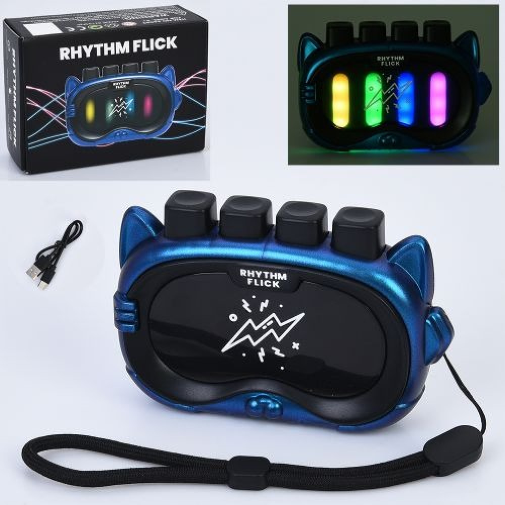 Гра 66049 (12шт) портативна музична ігрова консоль, Rhythm, ритм-игра, 11-7,5-3см, акум, USBзар, музика, звук(англ), кольорове світло, розвиває реакці