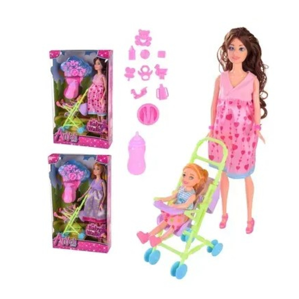 Лялька арт. 131-3 (72шт/2) 2 види, лялечка, візочок, аксес, короб.20*7*32, 5 см